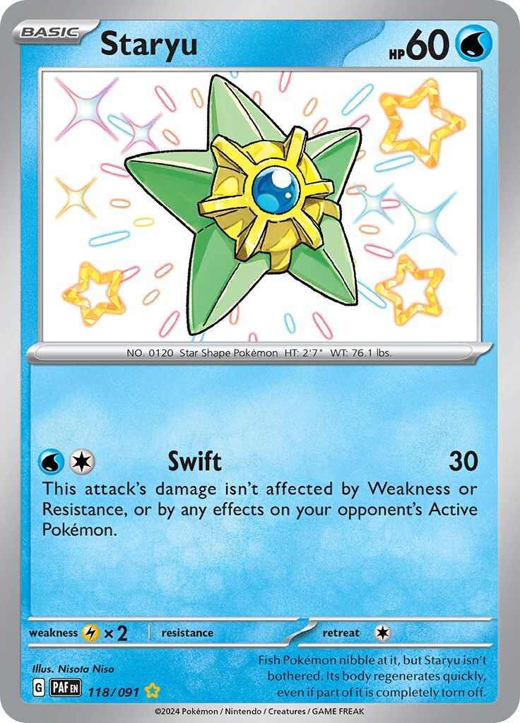 Pokémon TCG Staryu Scarlet & Violet: Paldean Fates 118/091 Holo Shiny Rare