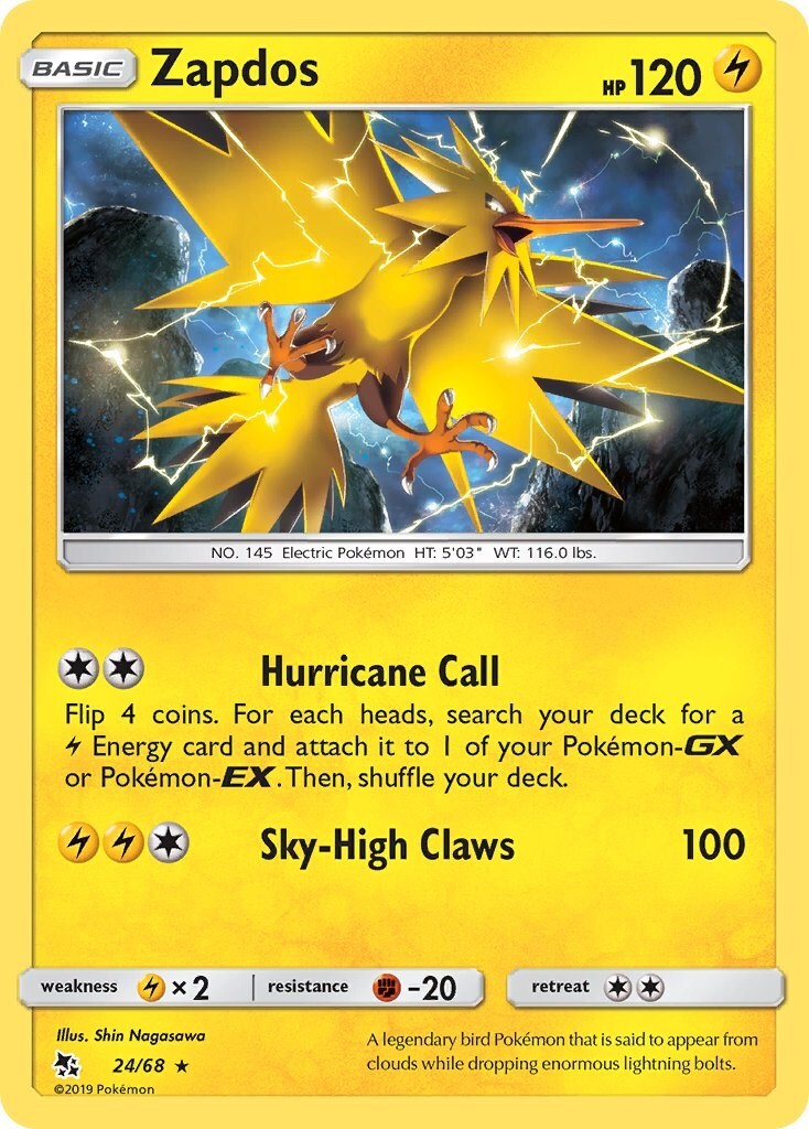 Zapdos 24/68 Hidden Fates Holo