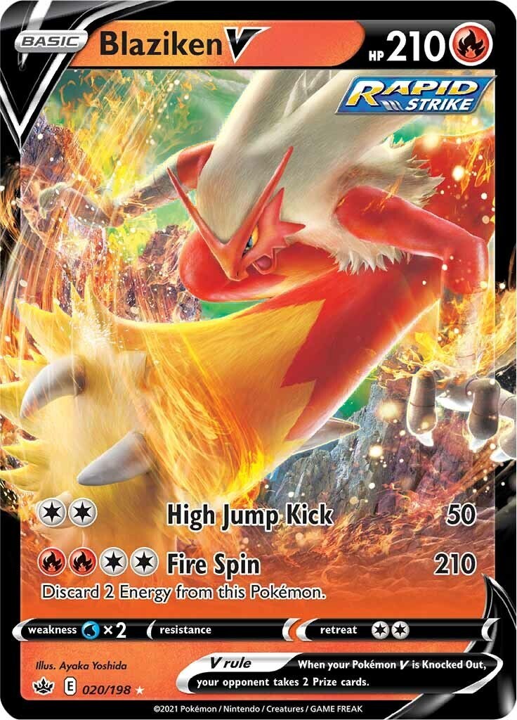 Blaziken V 020/198 Swsh06: Sword & Shield - Chilling Reign Holo