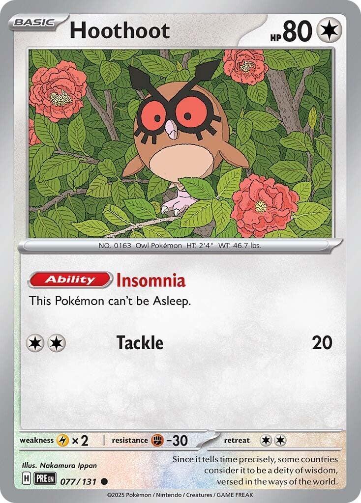 Hoothoot 077/131 Sv: Prismatic Evolutions Reverse Holo