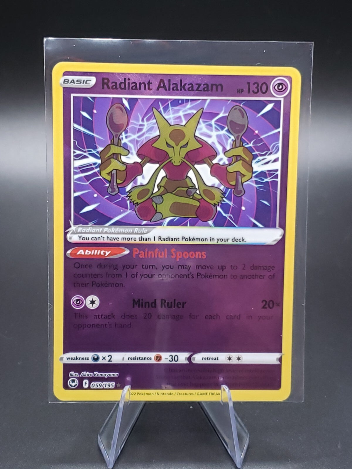 Holo Rare Radiant Alakazam 059/195 SWSH: Silver Tempest - Pokemon TCG - NM/M