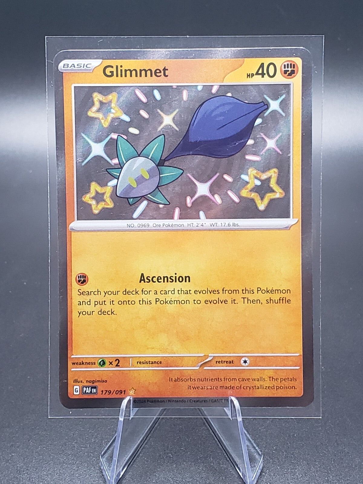 Glimmet - 179/091 -  Pokemon Paldean Fates Shiny Holo Rare Card - NM