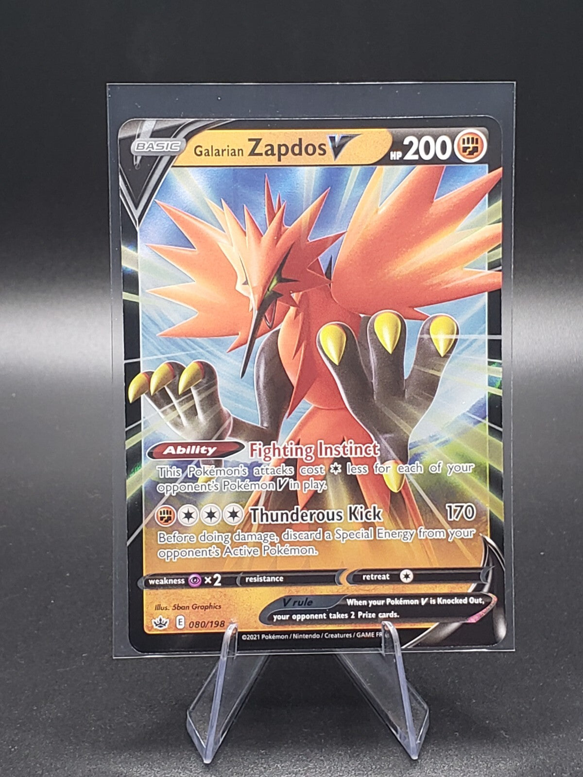 Galarian Zapdos V 080/198 Swsh06: Sword & Shield - Chilling Reign Holo