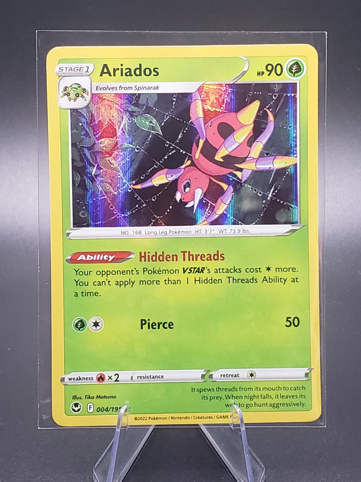 Ariados 004/195 - Silver Tempest - Holo Rare - Pokemon Card TCG - NM