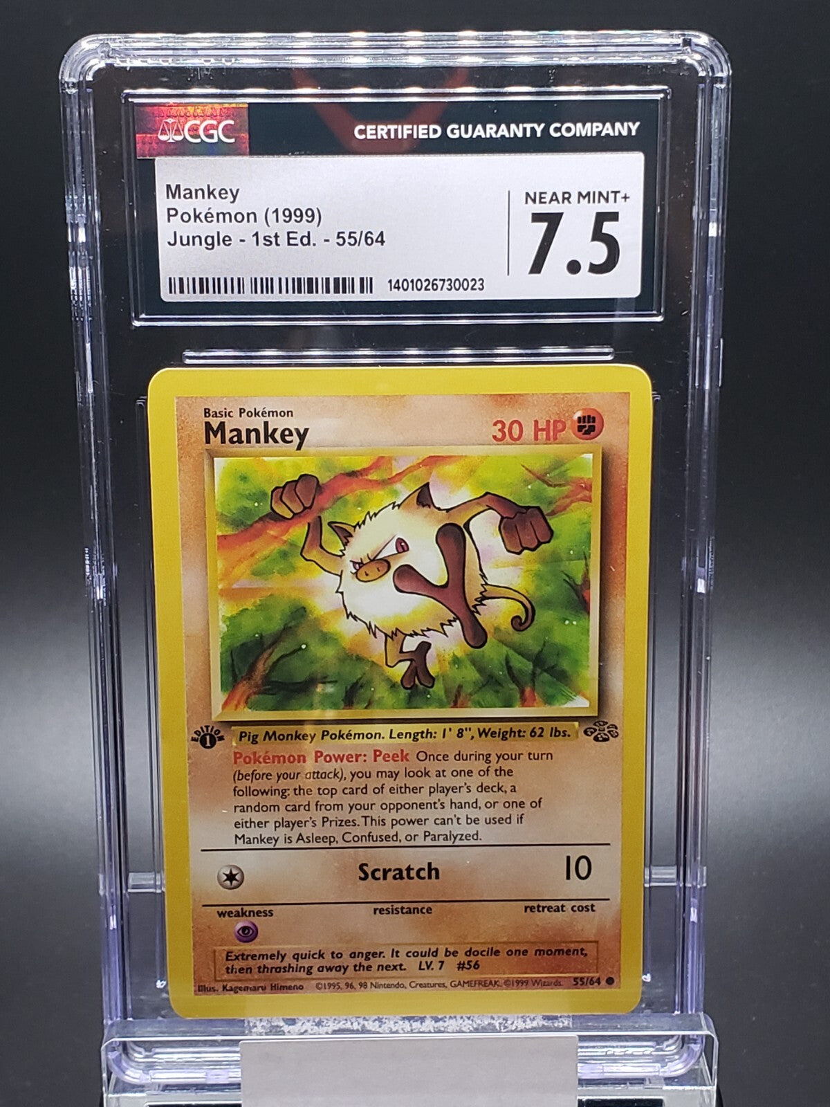 Pokémon TCG Mankey Jungle 55/64 Regular 1st Edition CGC 7.5