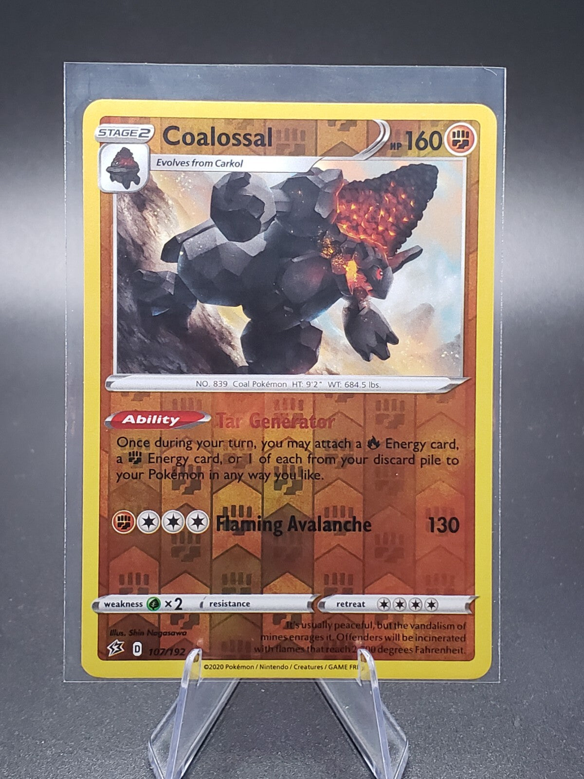 Pokémon TCG Coalossal Rebel Clash 107/192 Reverse Holo Holo Rare