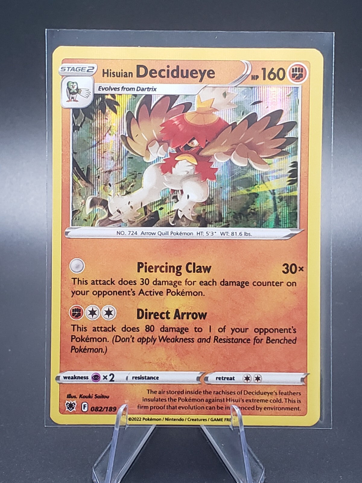 Hisuian Decidueye 82/189 Rare Holo | Astral Radiance | Pokemon Card