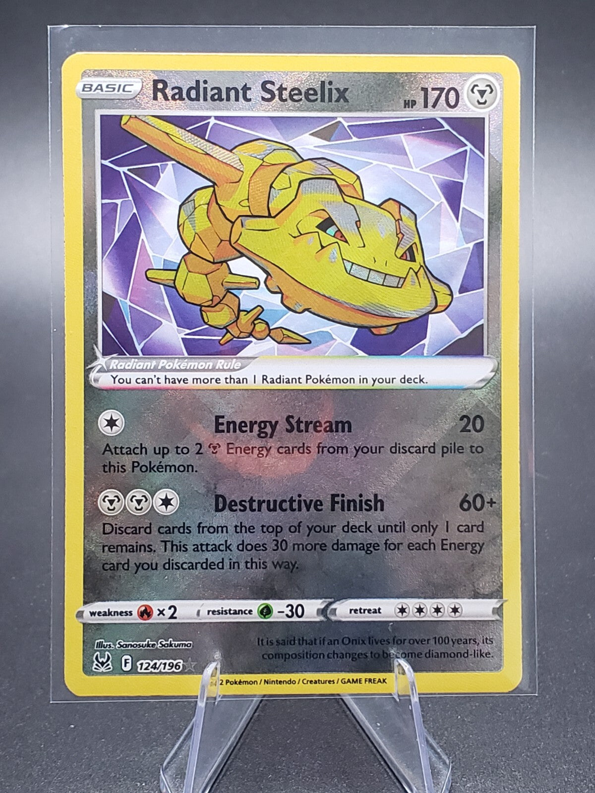 Radiant Steelix 124/196 - Lost Origin - Ultra Rare Holo Pokemon Card Near Mint