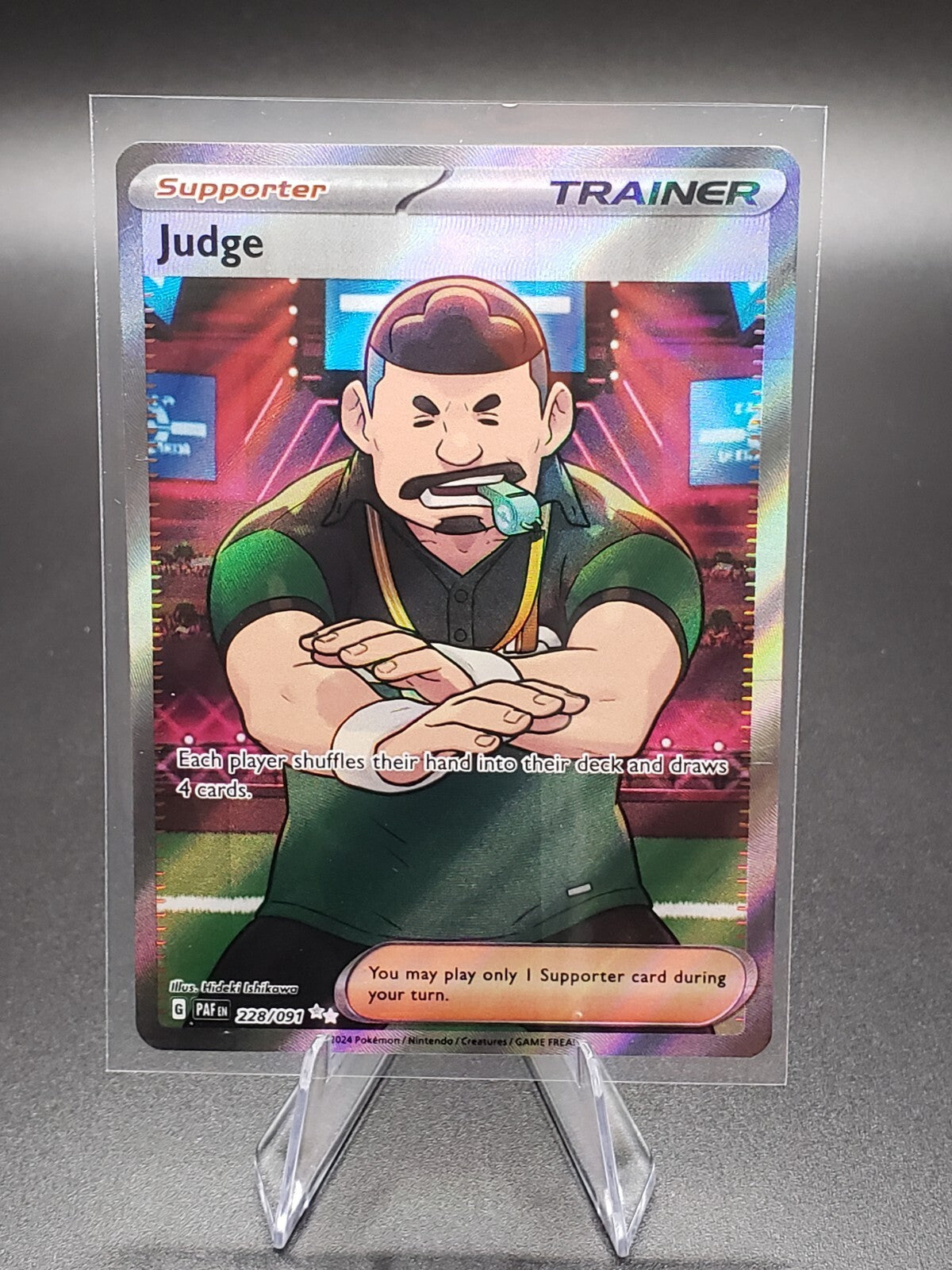 JUDGE 228/091 PALDEAN FATES POKEMON (FULL ART ULTRA RARE, NM)