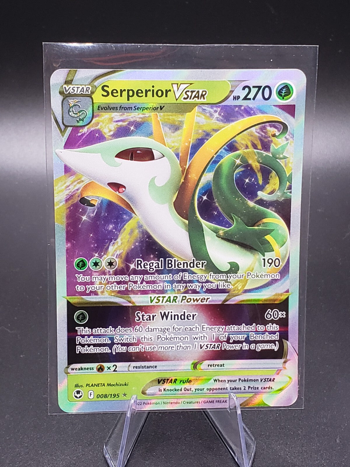 Serperior VSTAR 008/195 Silver Tempest Ultra Rare Holo Pokemon TCG Card NM