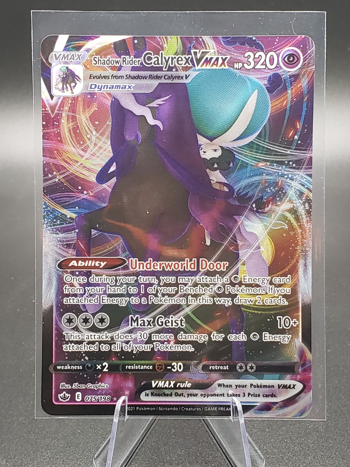 Pokémon TCG Shadow Rider Calyrex VMAX Chilling Reign 075/198 Holo Ultra Rare NP
