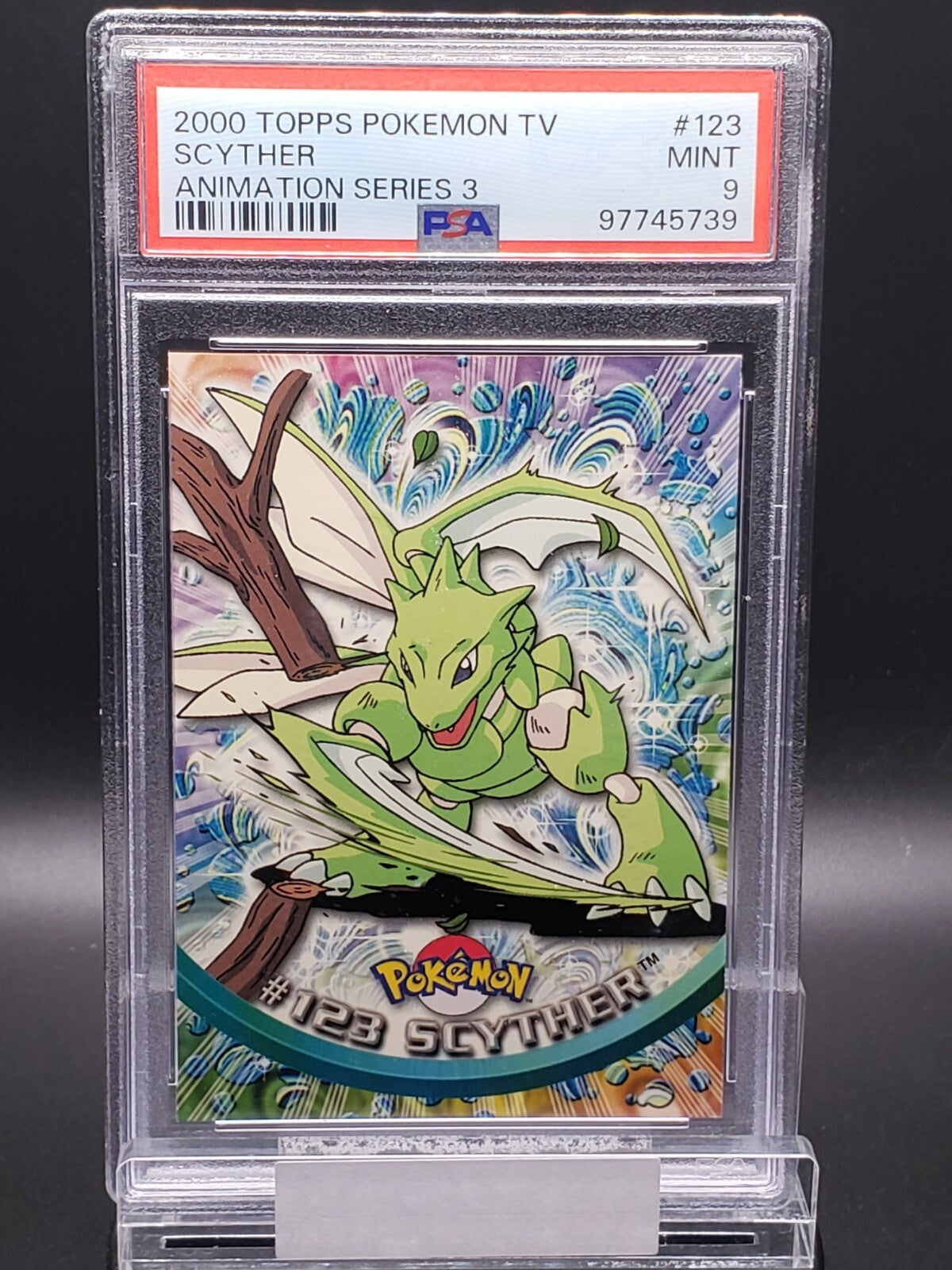 2000 Topps Pokémon TV Scyther Animation Series 3- #123 PSA 9 MINT