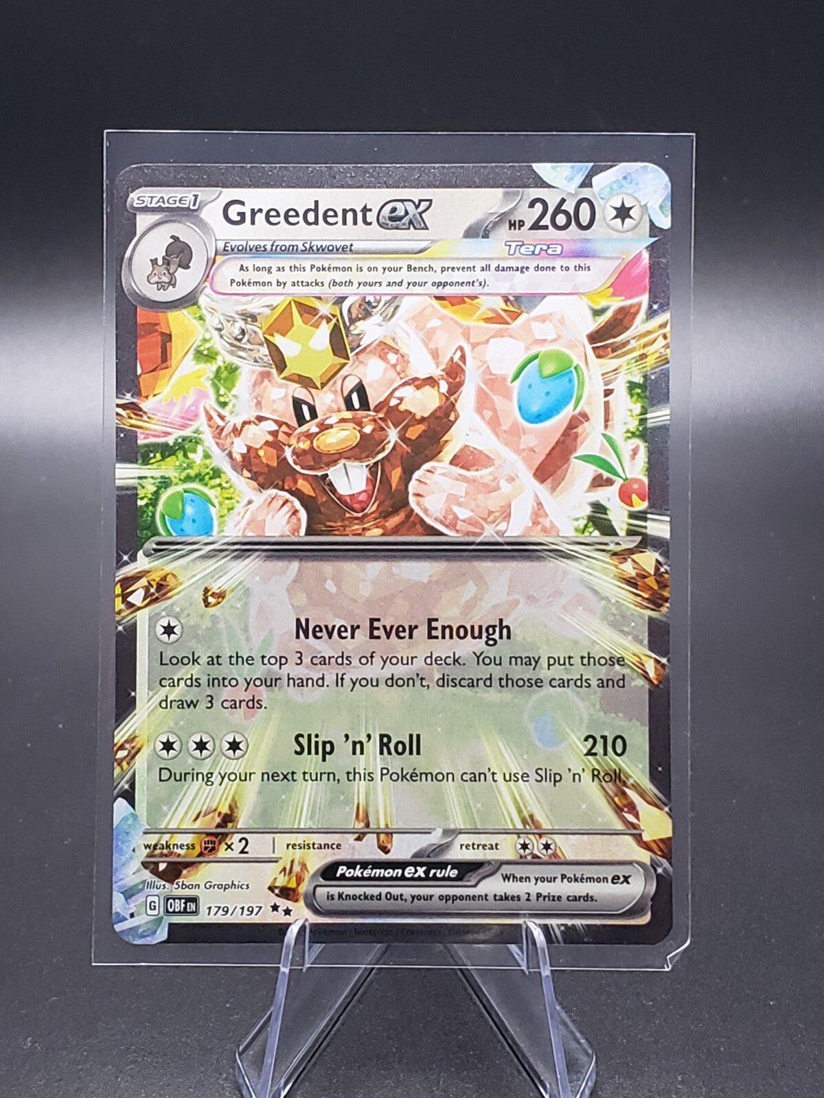 Greedent EX 179/197 - Double Rare Obsidian Flames Pokemon TCG NM