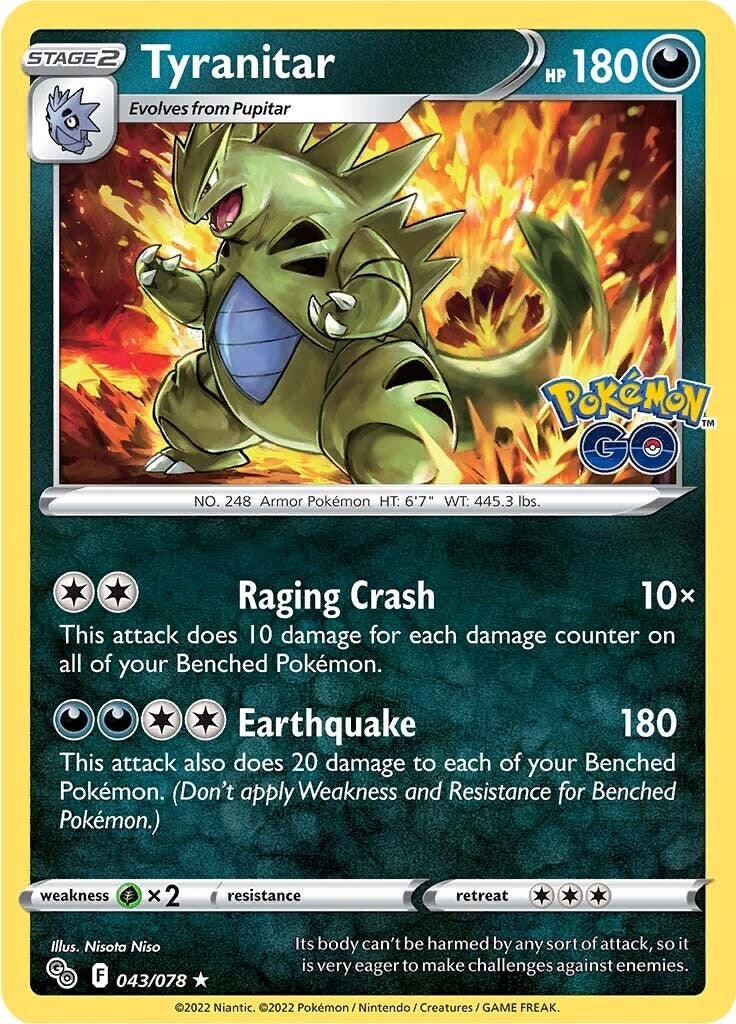Pokémon TCG Tyranitar Pokémon GO 043/078 Holo Holo Rare