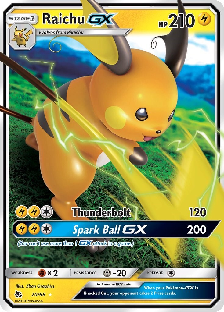 Raichu GX 20/68 Hidden Fates Holo