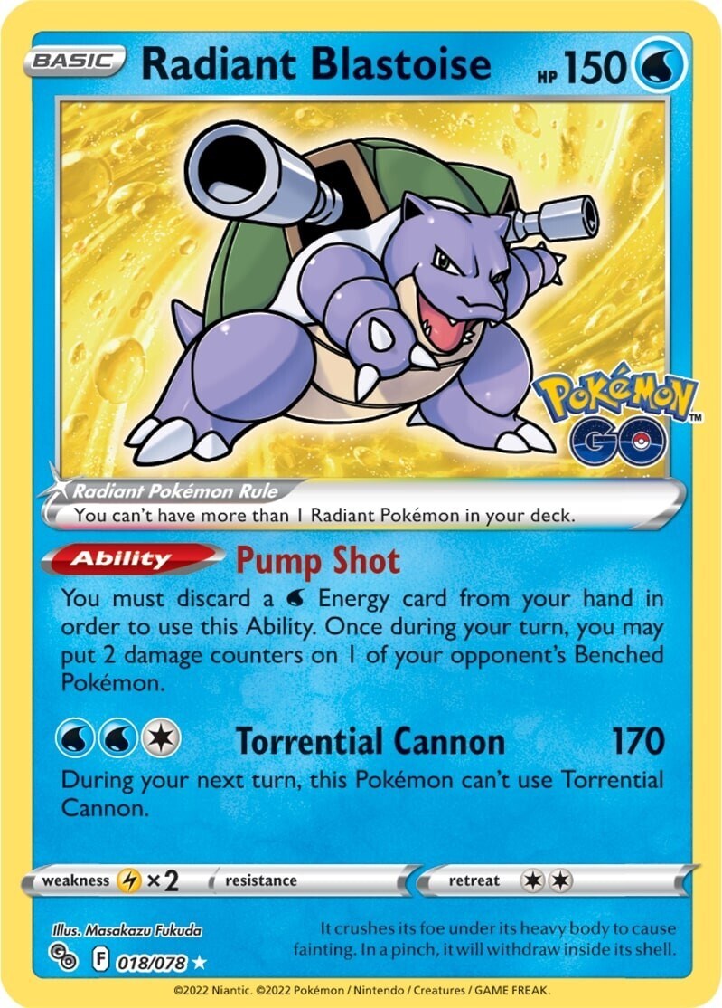 Radiant Blastoise 018/078 Pokémon GO Holo