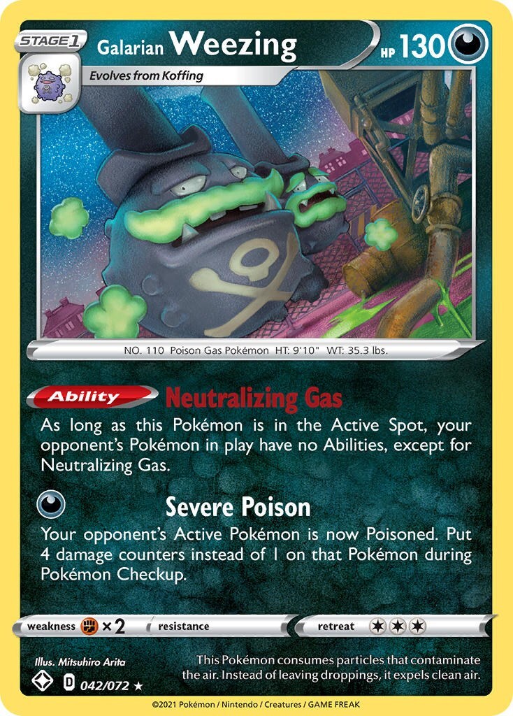 Pokémon TCG Galarian Weezing Shining Fates 042/072 Regular Holo Rare