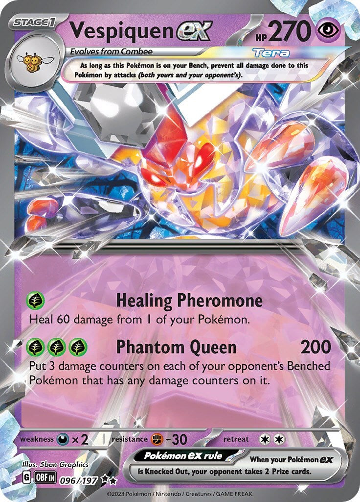 Pokémon TCG Vespiquen ex Sv03: Obsidian Flames 096/197 Holo Double Rare