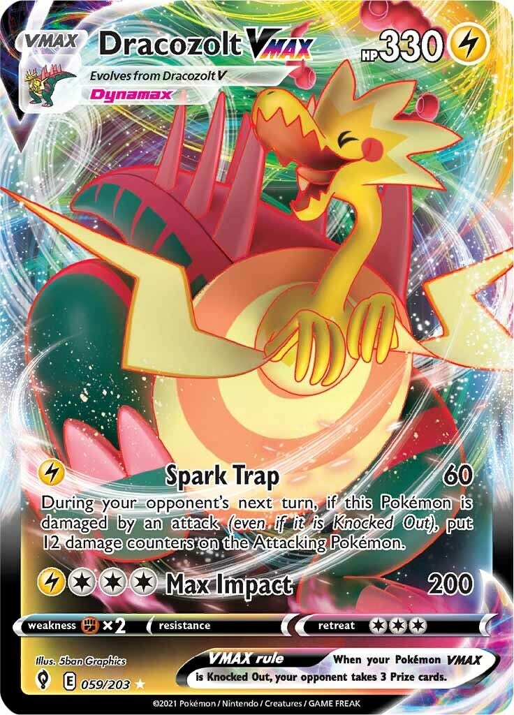 Dracozolt VMAX 059/203 Swsh07: Evolving Skies Holo