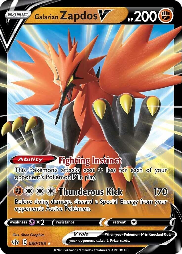 Galarian Zapdos V 080/198 Swsh06: Sword & Shield - Chilling Reign Holo