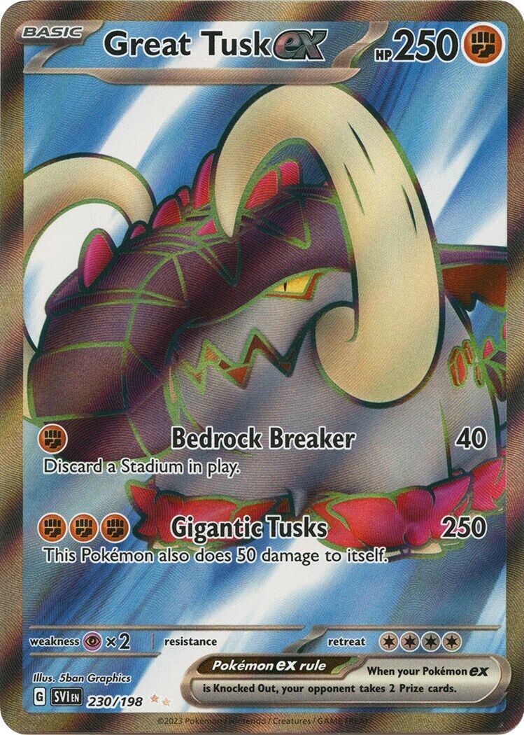 Great Tusk ex 230/198 Sv01: Scarlet & Violet Base Set Holo