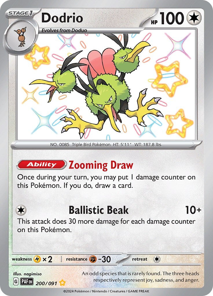 Pokémon TCG Dodrio Scarlet & Violet: Paldean Fates 200/091 Holo Shiny Rare