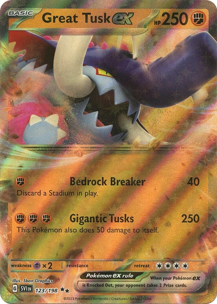 Pokémon TCG Great Tusk ex Scarlet & Violet Base Set 123/198 Holo Double Rare