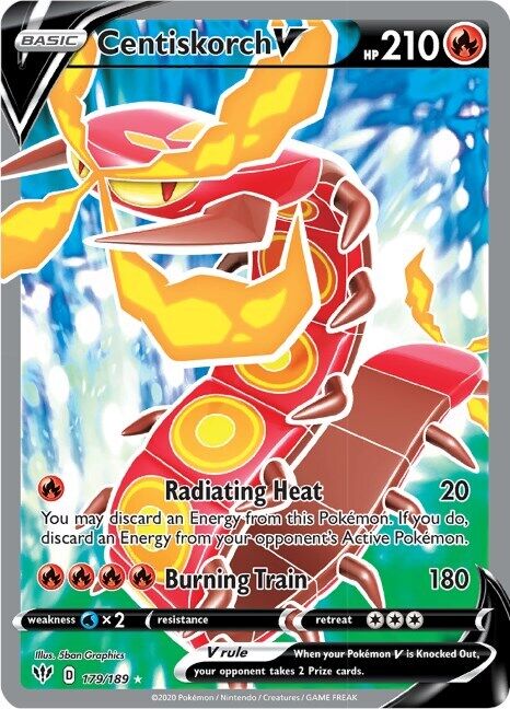 Pokémon TCG Centiskorch V Darkness Ablaze 179/189 Holo Full Art Ultra Rare